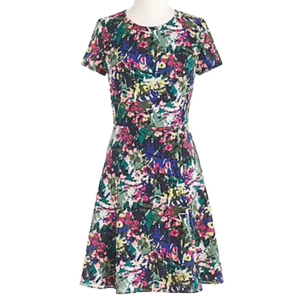 J Crew Women’s Printed Flutter Dress Floral Multicolor One Piece Dress Sz 2